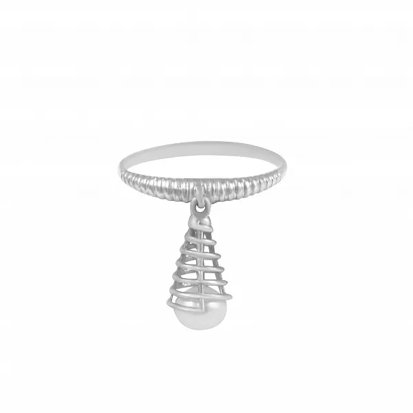 арт 1560759 кольцо серебро 925 пробы с жемчугом культивированным  родированное