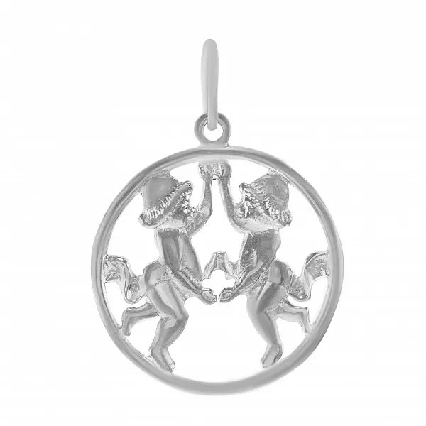 арт 3500052 подвеска знак зодиака "Близнецы" серебро 925 пробы родированная